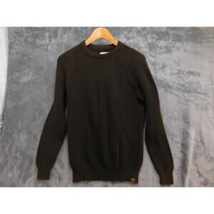 The Normal Brand Sweater Mens M Brown Waffle-Knit Pullover Heavyweight Logo